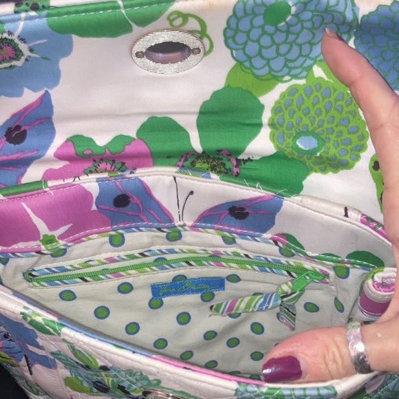 Vera Bradley handbag - white with butterflies, flowers, grasshopper pattern - Picture 2 of 6
